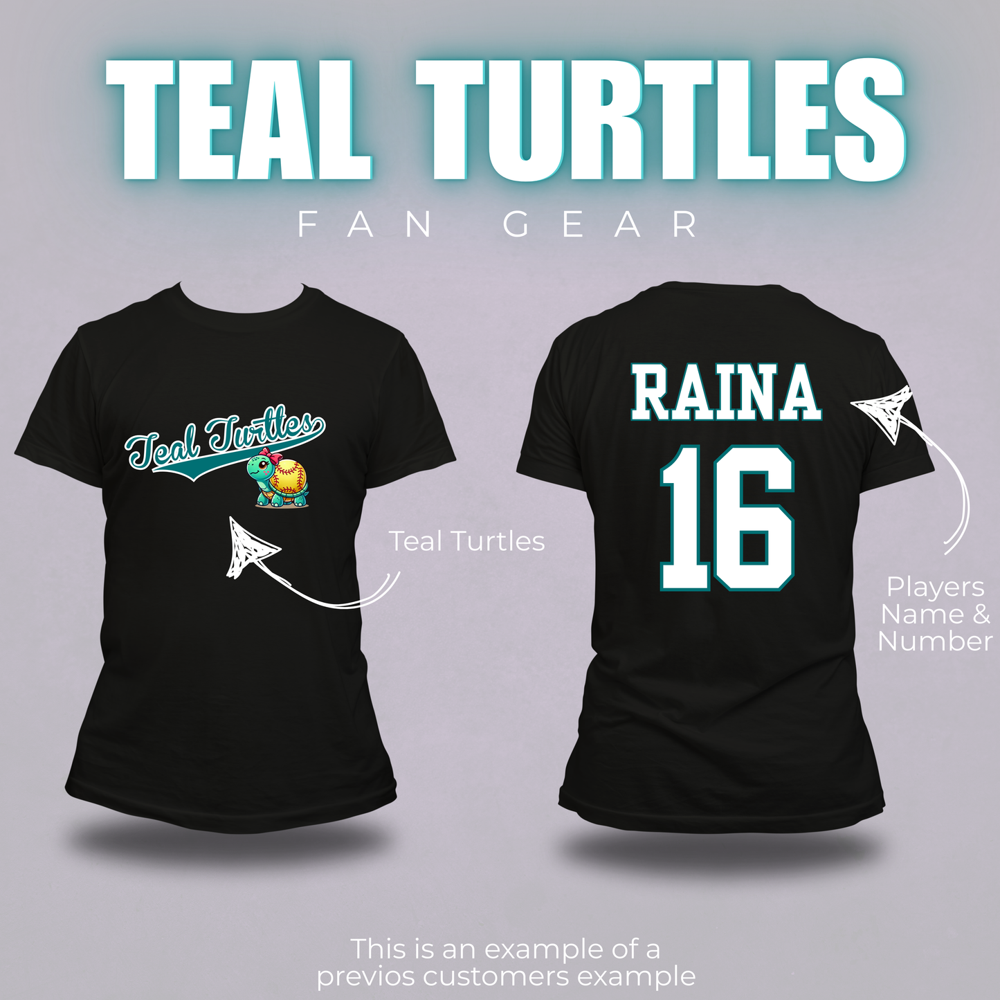 " Teal Turtles " - Sports Fan Gear - Black